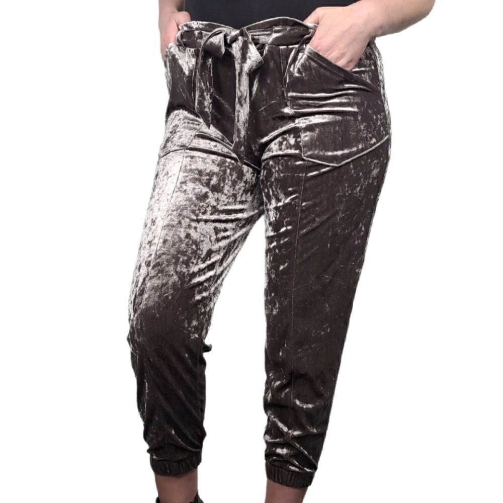 Jolt velvet women's grey joggers pants size small